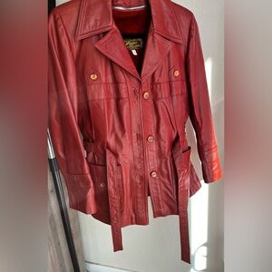 Red Leather Jacket with Fur Lining vintage